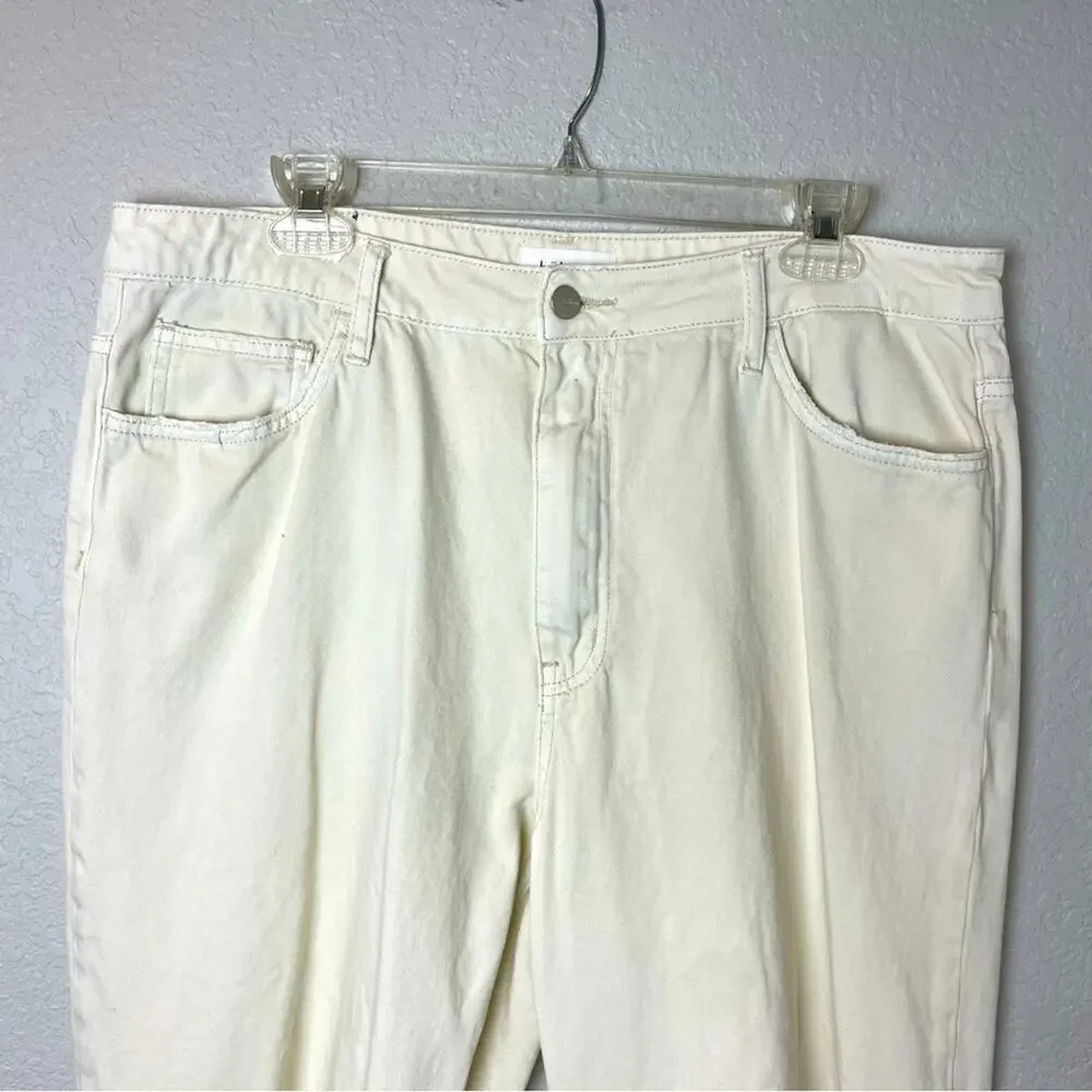 BOHME Women's Cream Distressed Cropped Jeans Size 32 - Picture 2 of 8